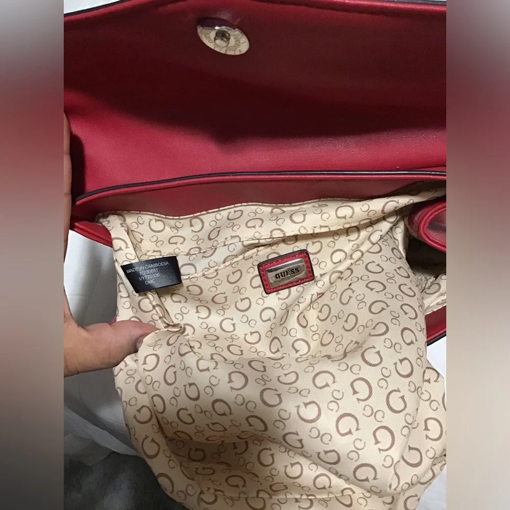 Guess Cherry Red Top Handle Satchel Bag